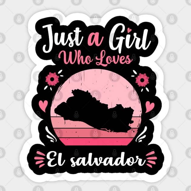 Just A Girl Who Loves El Salvador Pink Retro Vintage gift idea Sticker by Lyume